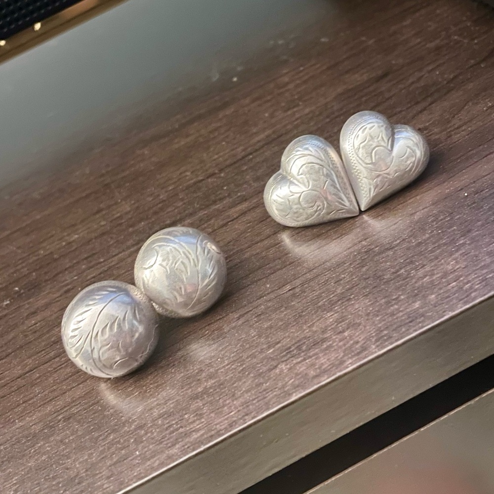 Etched silver earring bundle